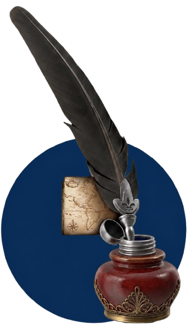 Publishing quill and ink bottle